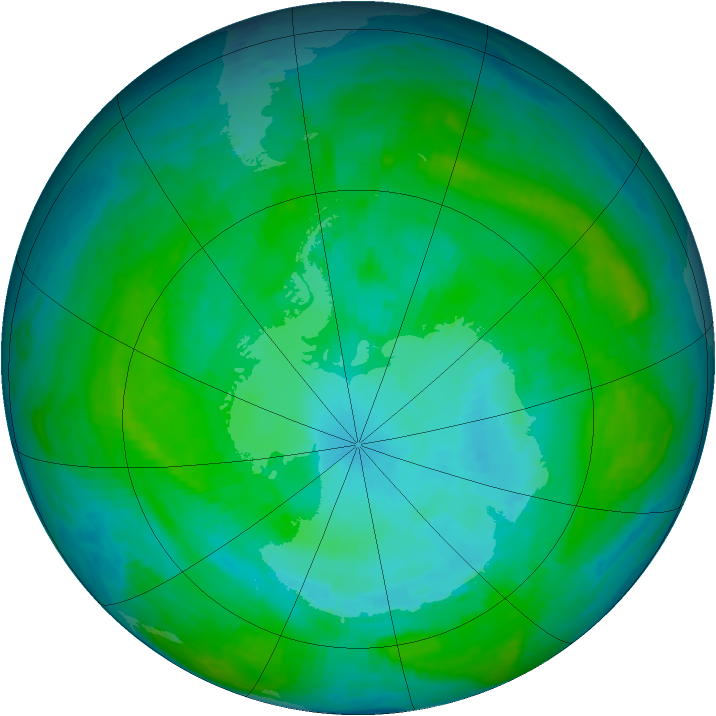 Antarctic ozone map for 22 January 1987